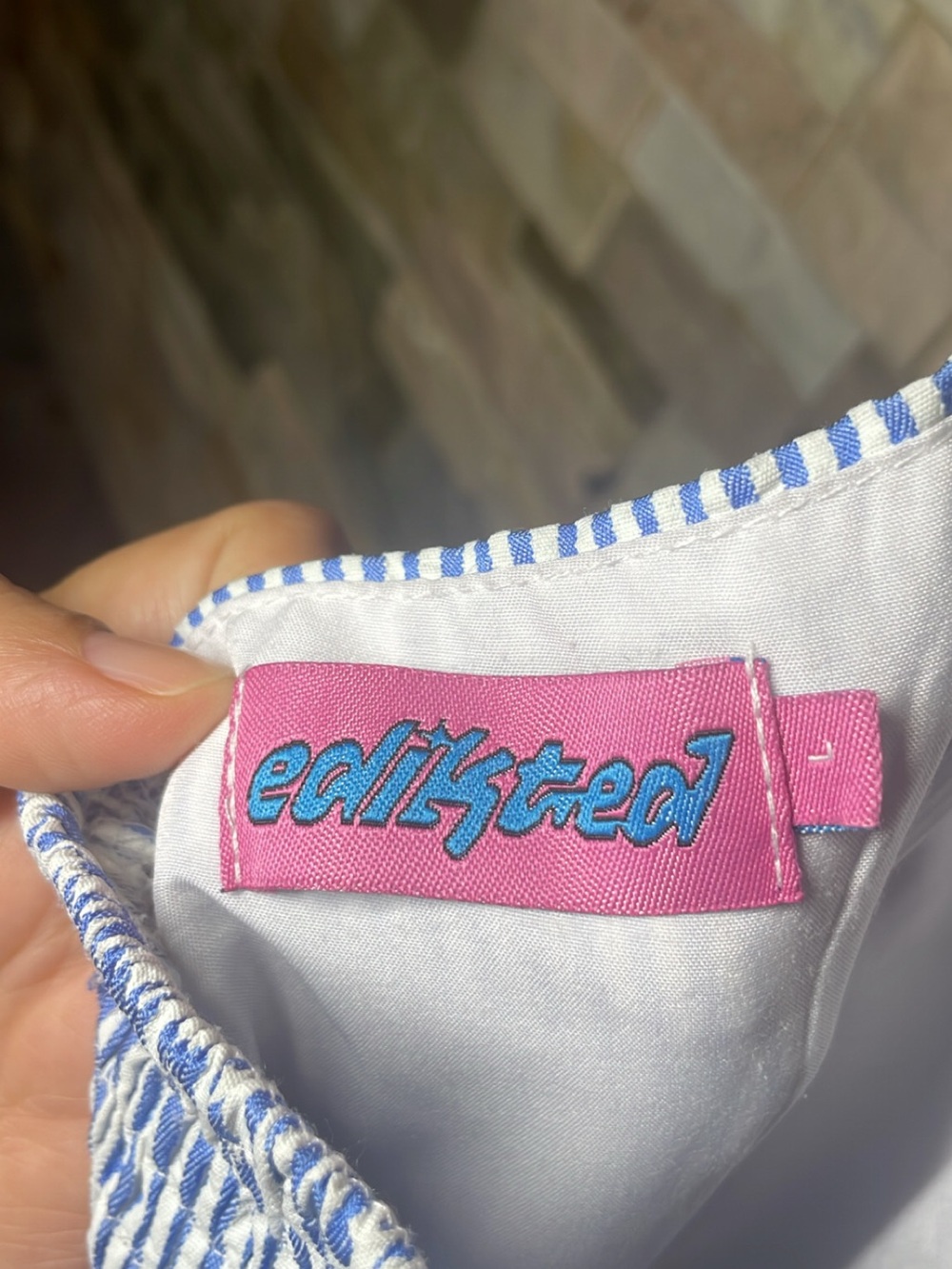 EDIKTED bubble blue stripes halter mini dress - Picture 6 of 7